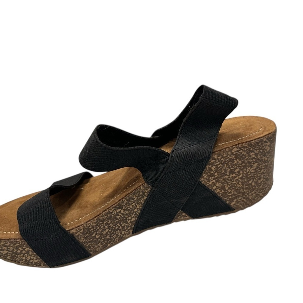 Women’s Madden Girl Black Wedge Cork Sandals Size 9.5 - Picture 3 of 8